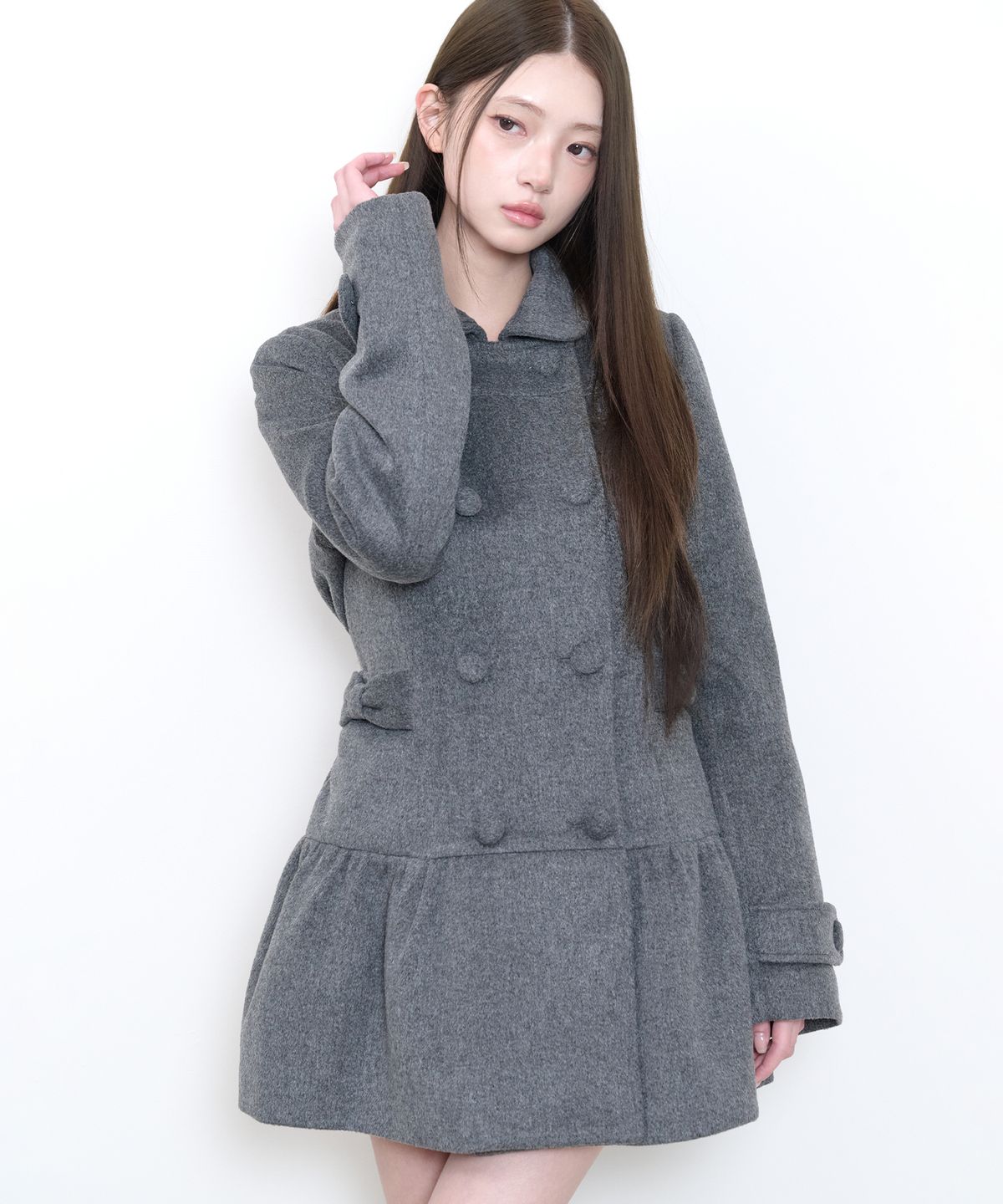 일리고(ILLIGO) 벨 케이프 코트 차콜