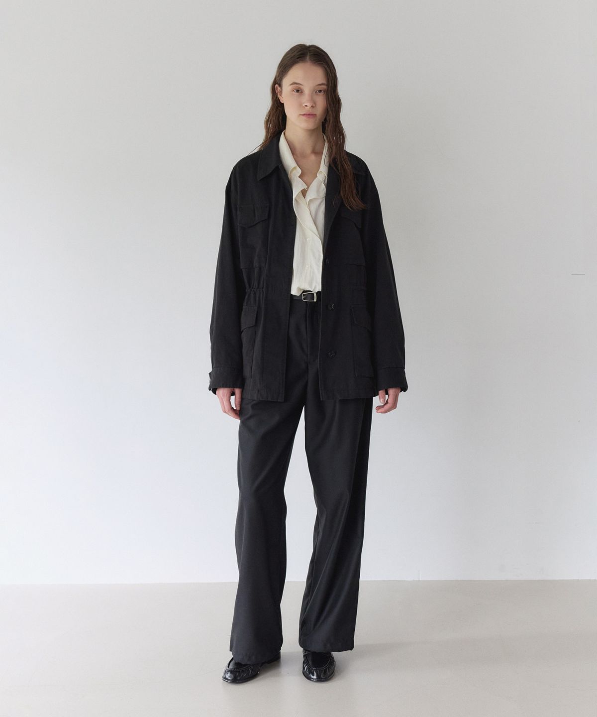 이어닝(YEARNING) WASHED COTTON FIELD JACKET, BLACK