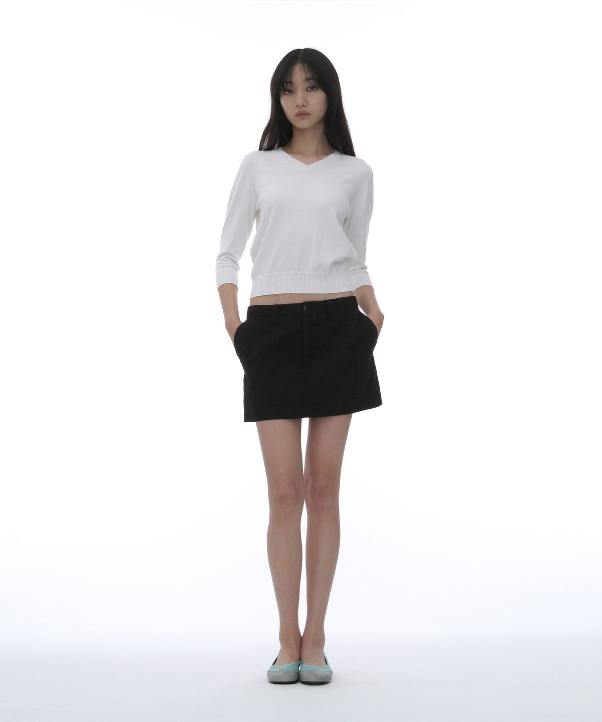 파르티멘토 우먼(PARTIMENTO WOMEN) 윙팁 플랫 슈즈_민트