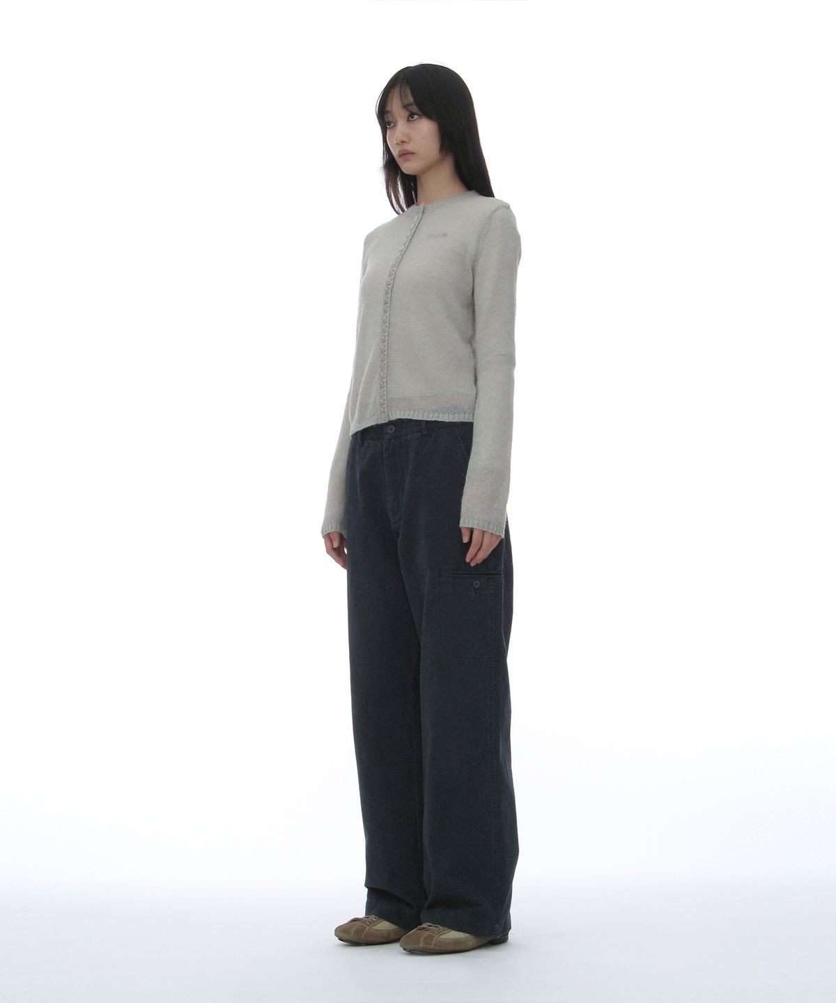 파르티멘토 우먼(PARTIMENTO WOMEN) 더스티 워시드 치노 팬츠_네이비