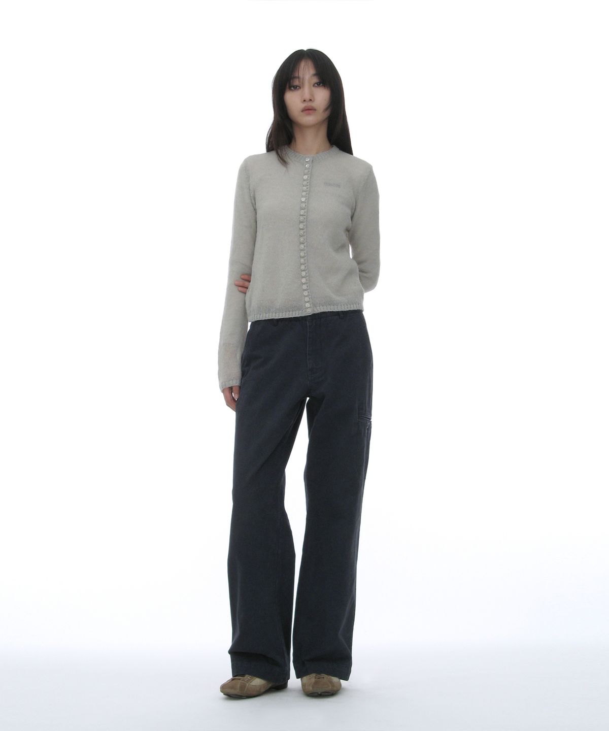 파르티멘토 우먼(PARTIMENTO WOMEN) 더스티 워시드 치노 팬츠_네이비