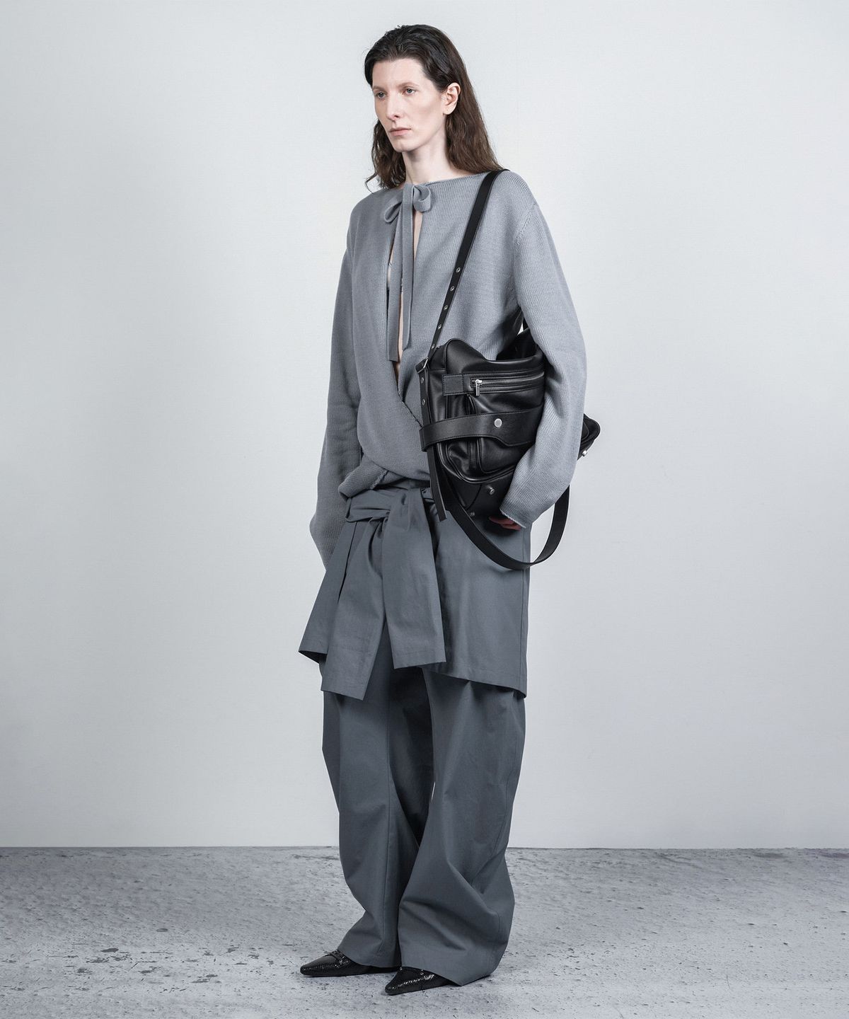 나체(NACHE) TIED SHIRT PANTS DUSTY BLUE