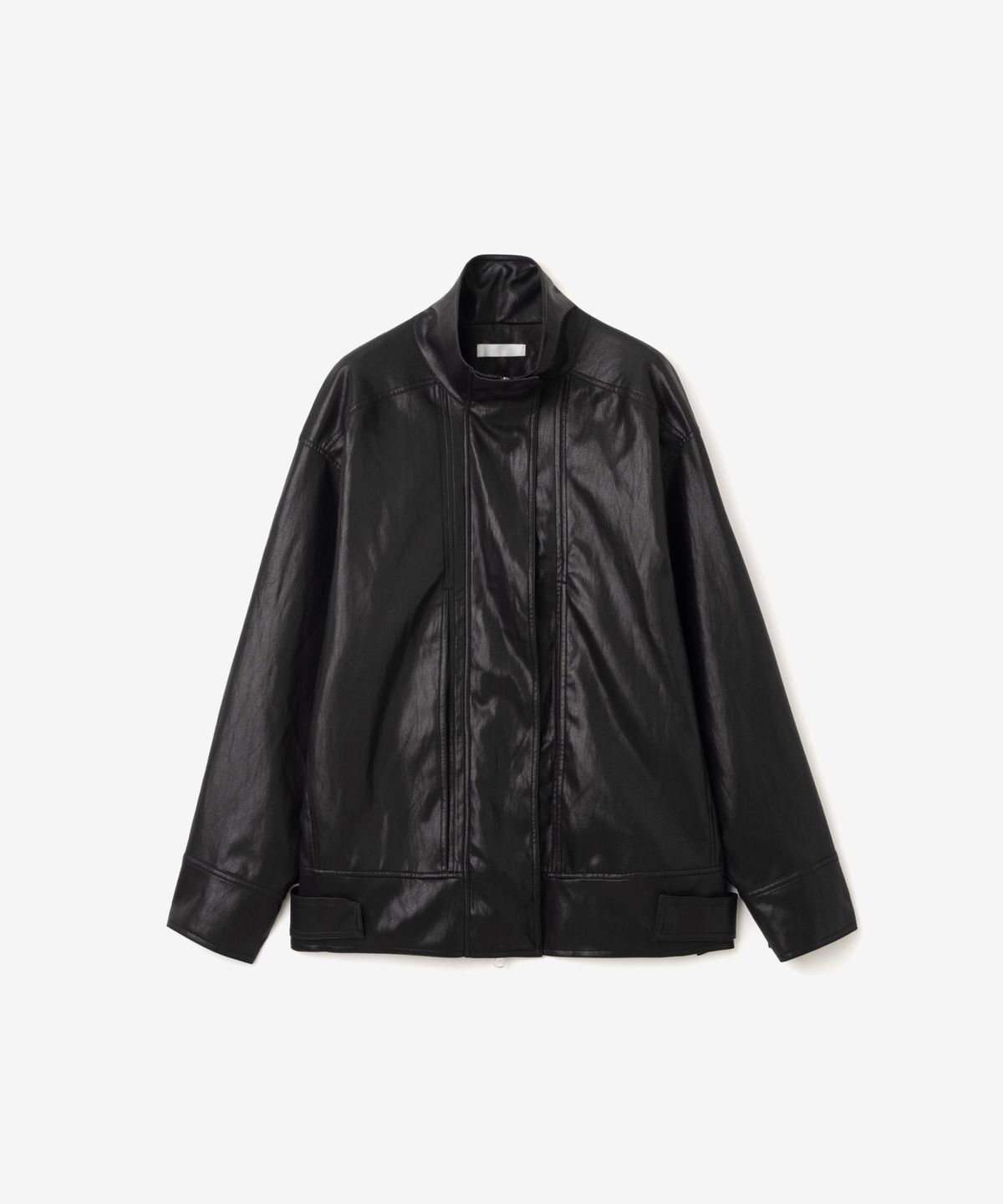 이어닝(YEARNING) HIGH-NECK LEATHER JACKET, BLACK
