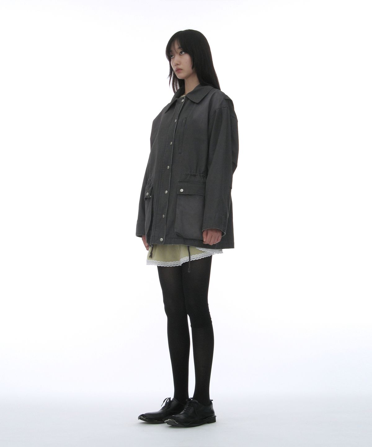파르티멘토 우먼(PARTIMENTO WOMEN) 워시드 초어 코트_차콜
