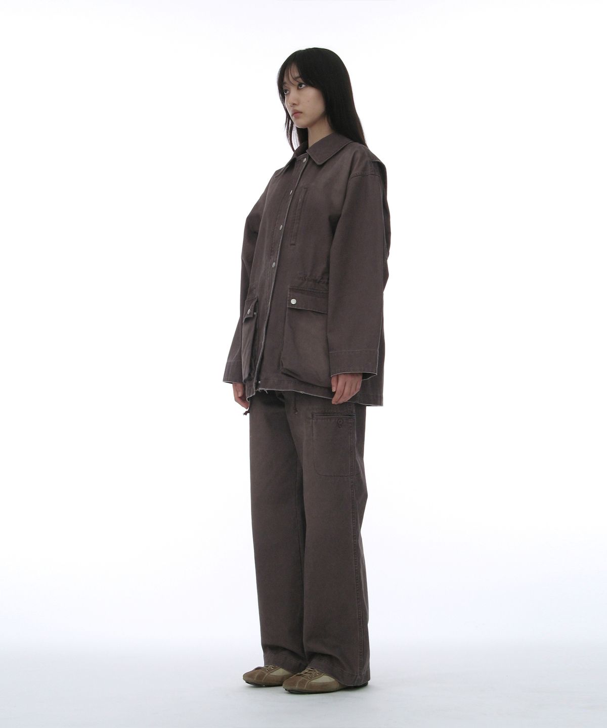 파르티멘토 우먼(PARTIMENTO WOMEN) 워시드 초어 코트_플럼