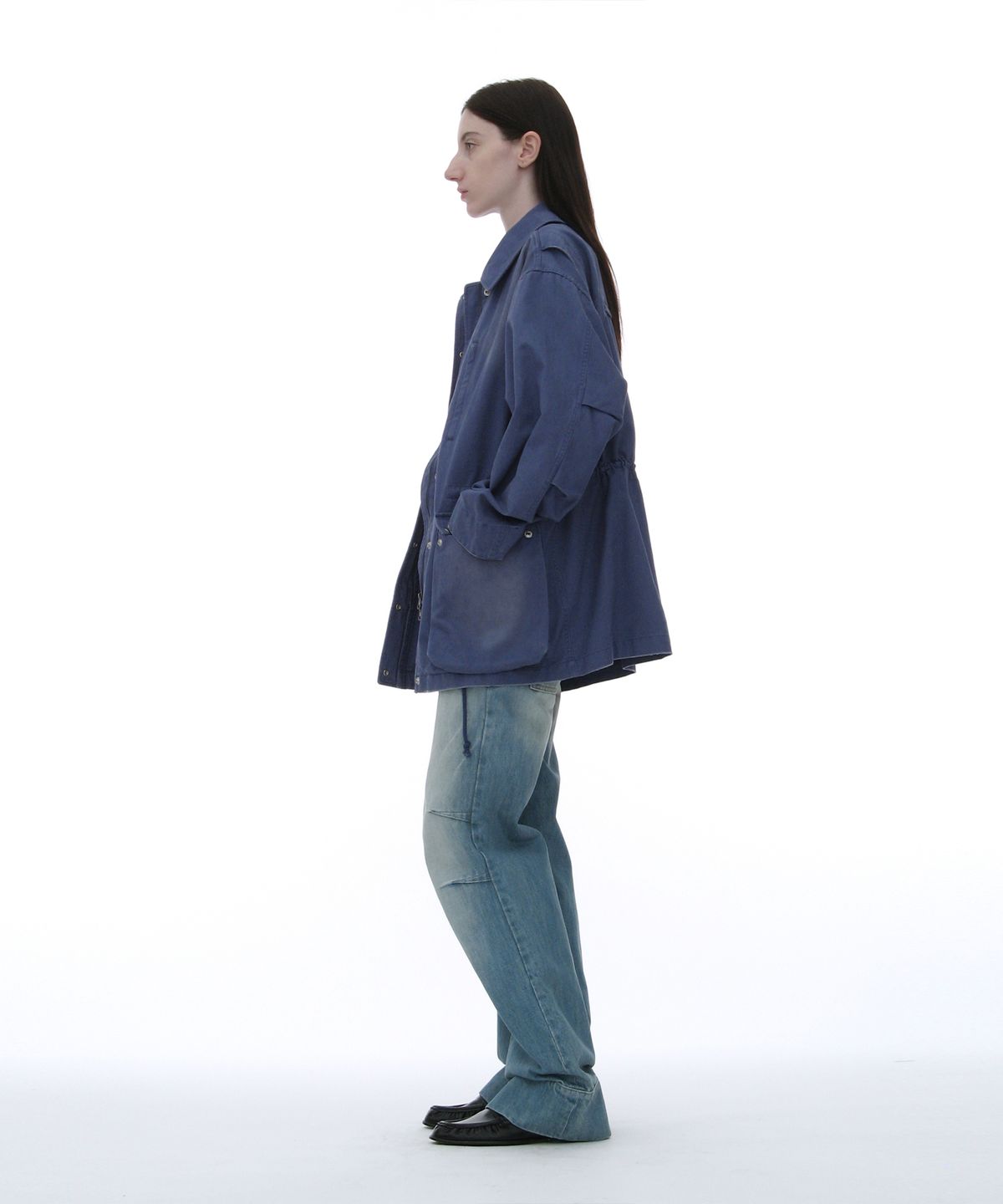 파르티멘토 우먼(PARTIMENTO WOMEN) 워시드 초어 코트_블루