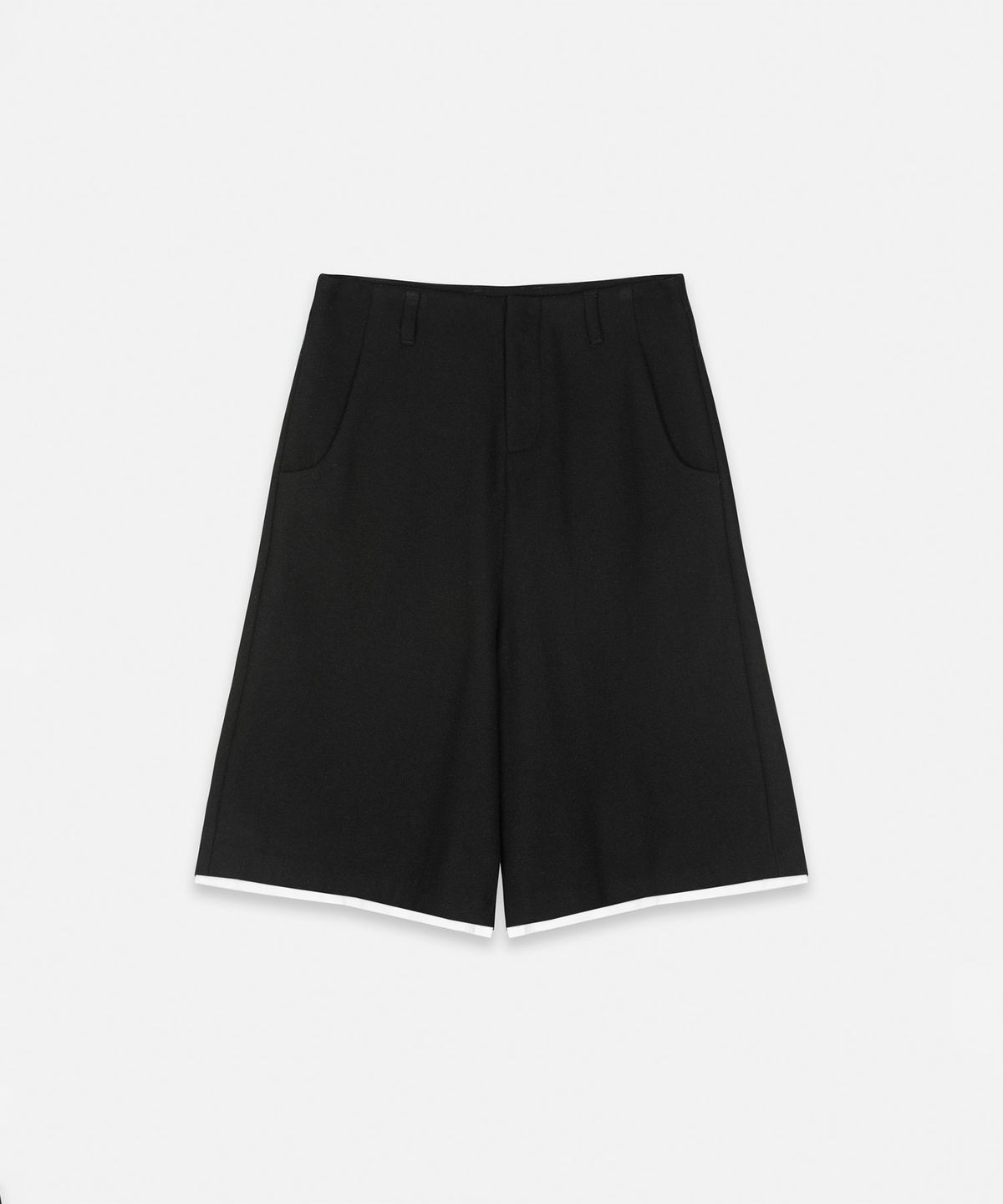 나체(NACHE) LAYERED WOOL WIDE SHORTS BLACK