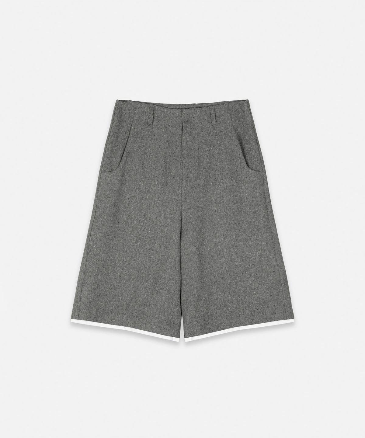 나체(NACHE) LAYERED WOOL WIDE SHORTS GRAY