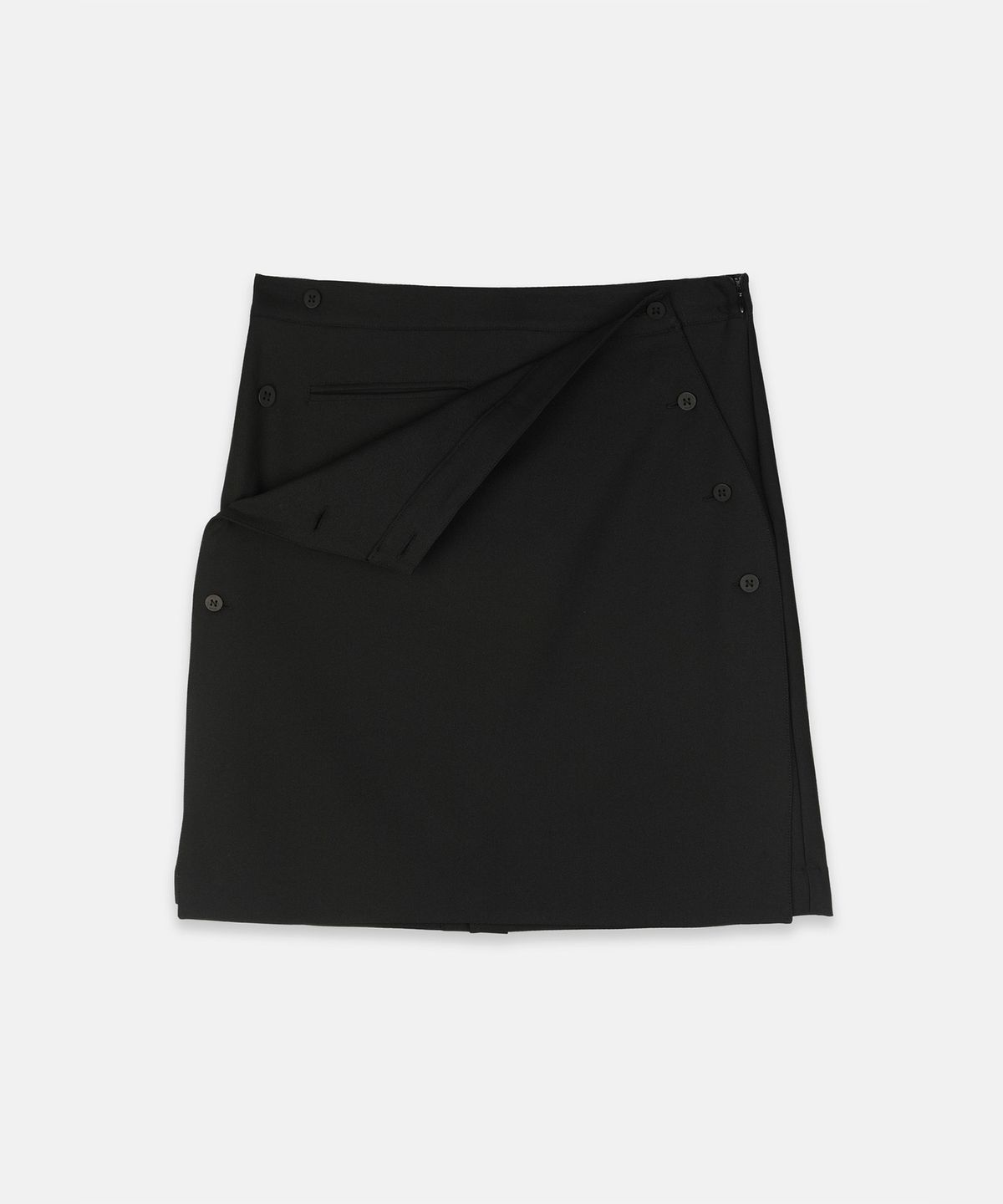 나체(NACHE) LAYERED BUTTON MIDI SKIRT BLACK