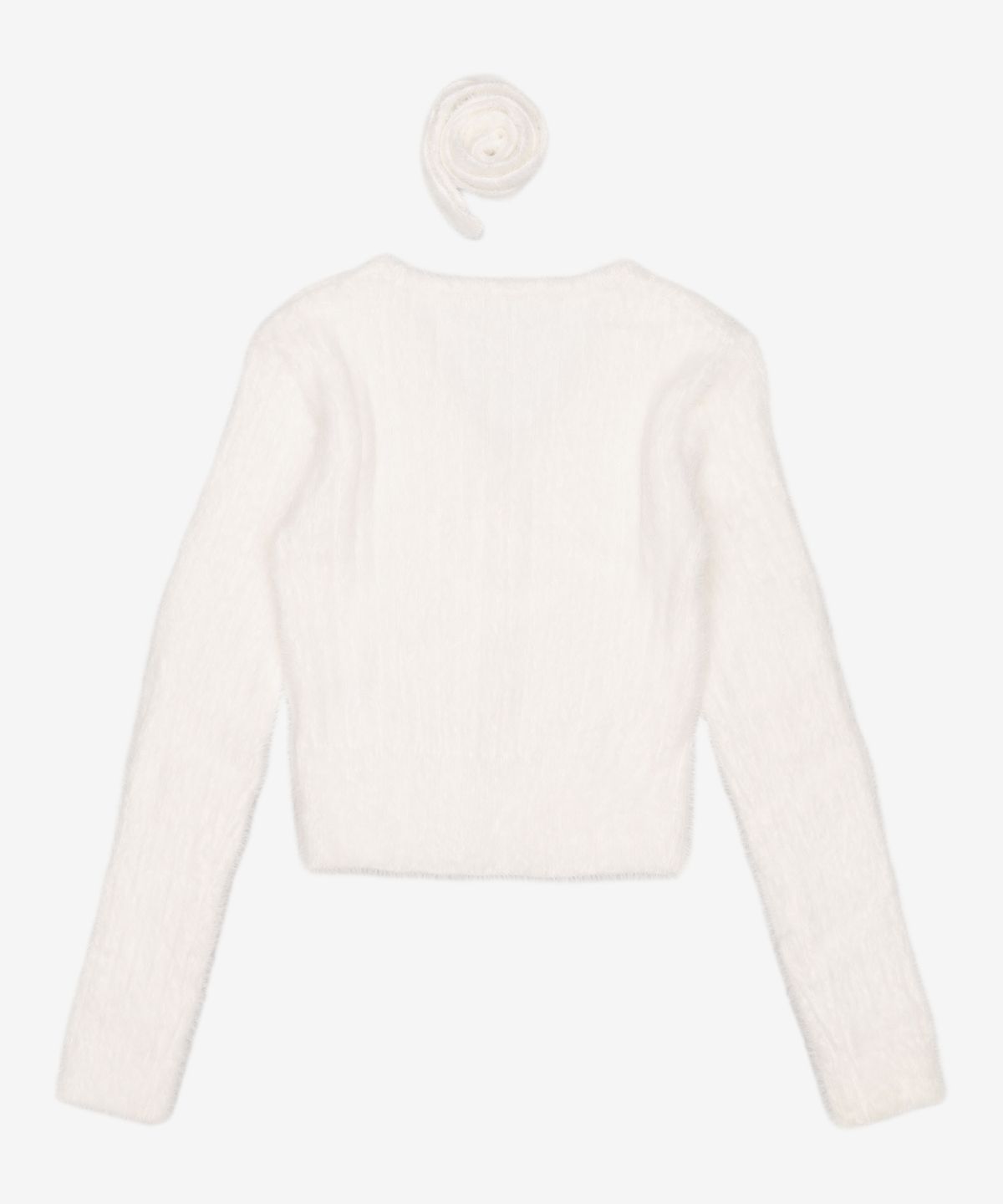 에트몽(ETMON) Fluffy Scarf Knit Cardigan, Ivory FREE