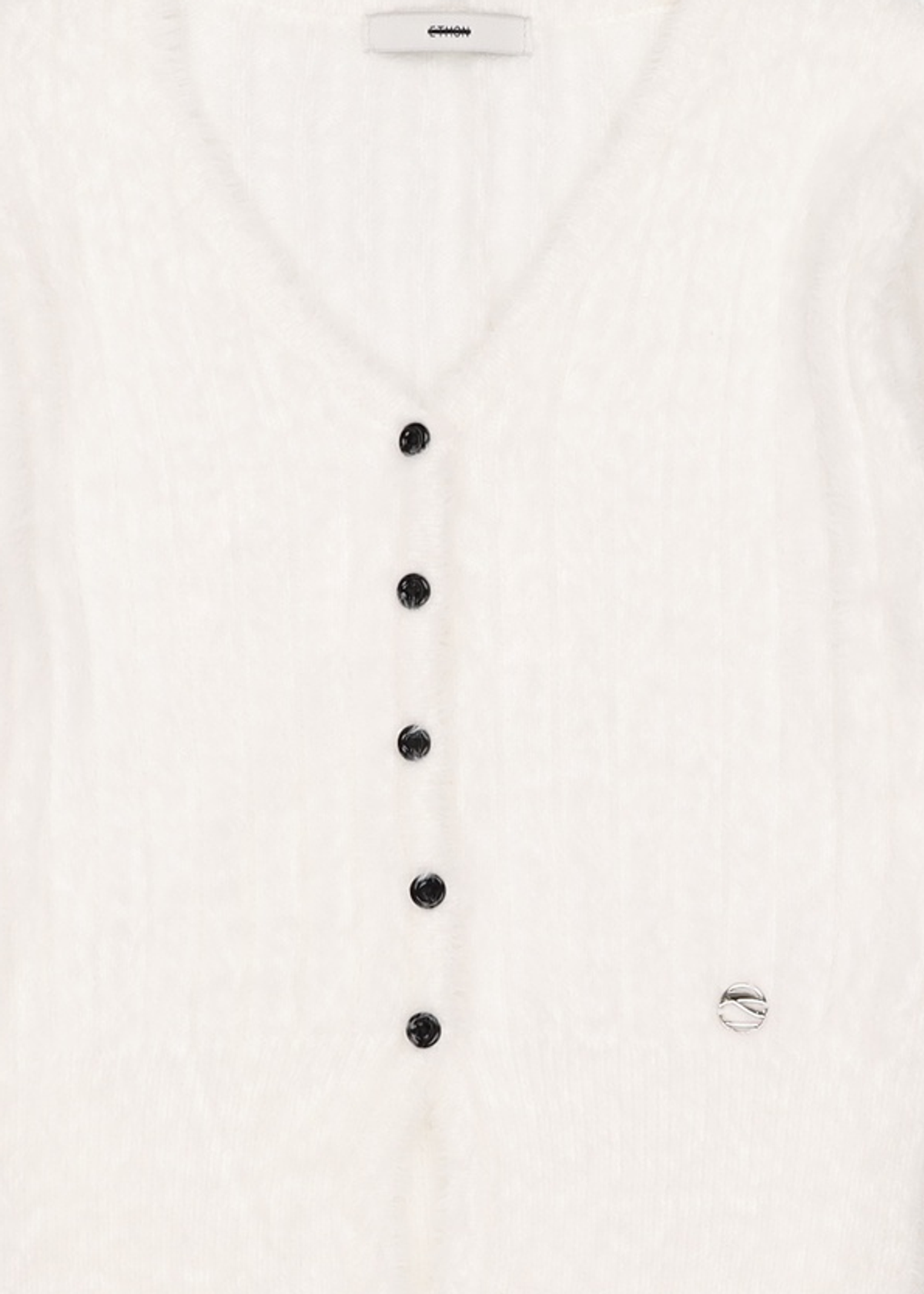 에트몽(ETMON) Fluffy Scarf Knit Cardigan, Ivory FREE
