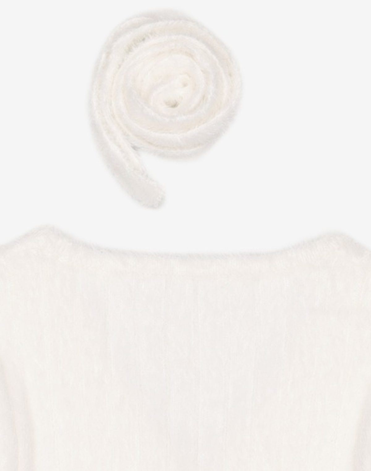 에트몽(ETMON) Fluffy Scarf Knit Cardigan, Ivory FREE