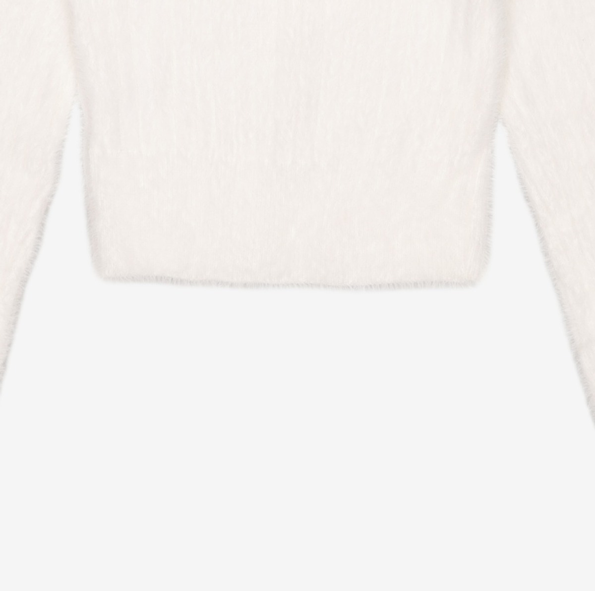 에트몽(ETMON) Fluffy Scarf Knit Cardigan, Ivory FREE
