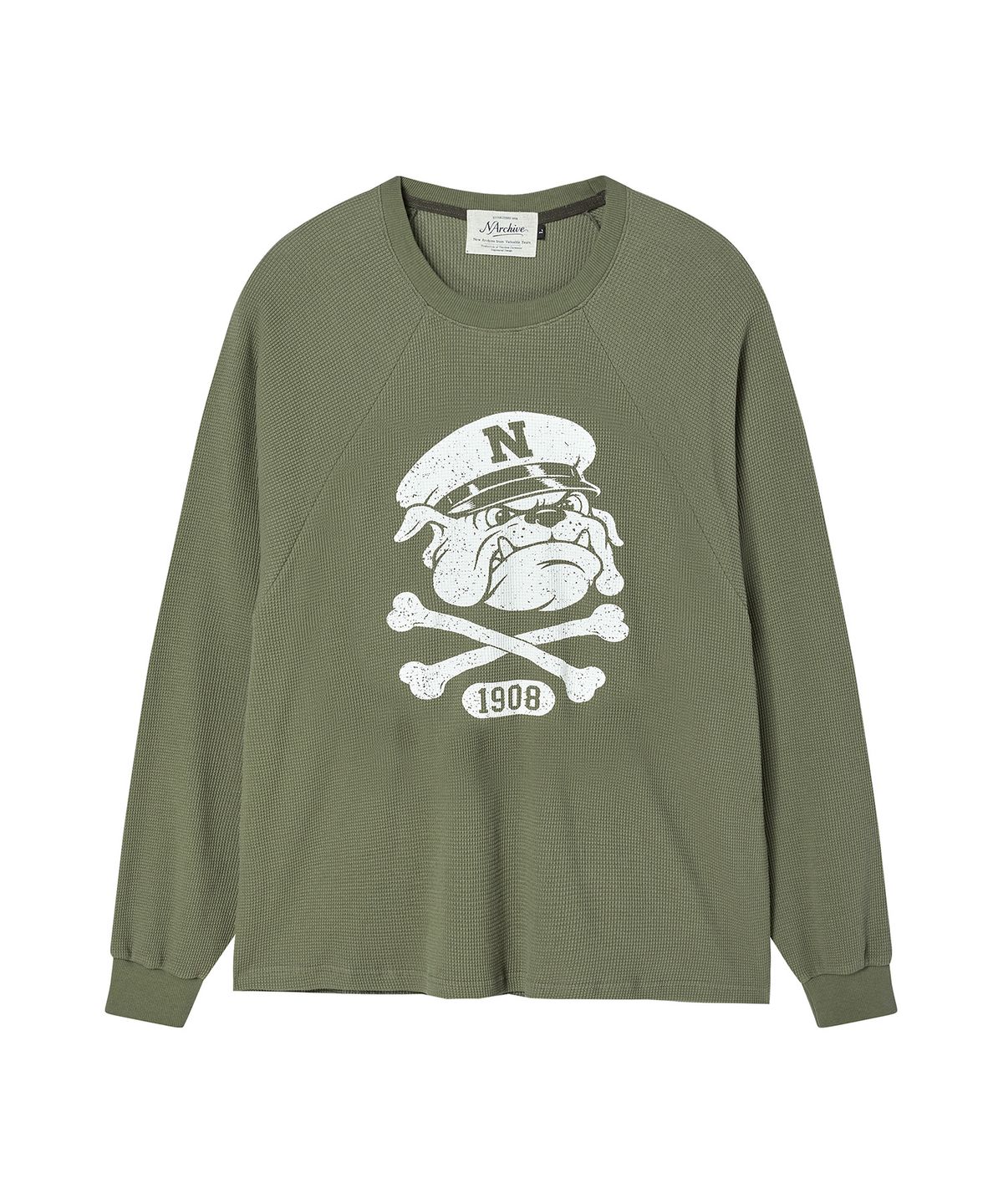 비욘드클로젯(BEYOND CLOSET) [COLLECTION LINE] 헤비 워시드 그래픽 롱 슬리브 티 카키