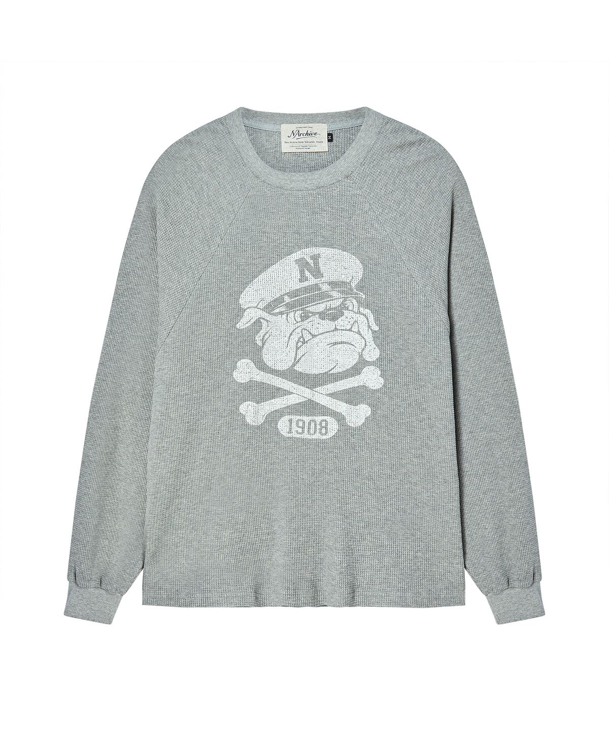 비욘드클로젯(BEYOND CLOSET) [COLLECTION LINE] 헤비 워시드 그래픽 롱 슬리브 티 그레이