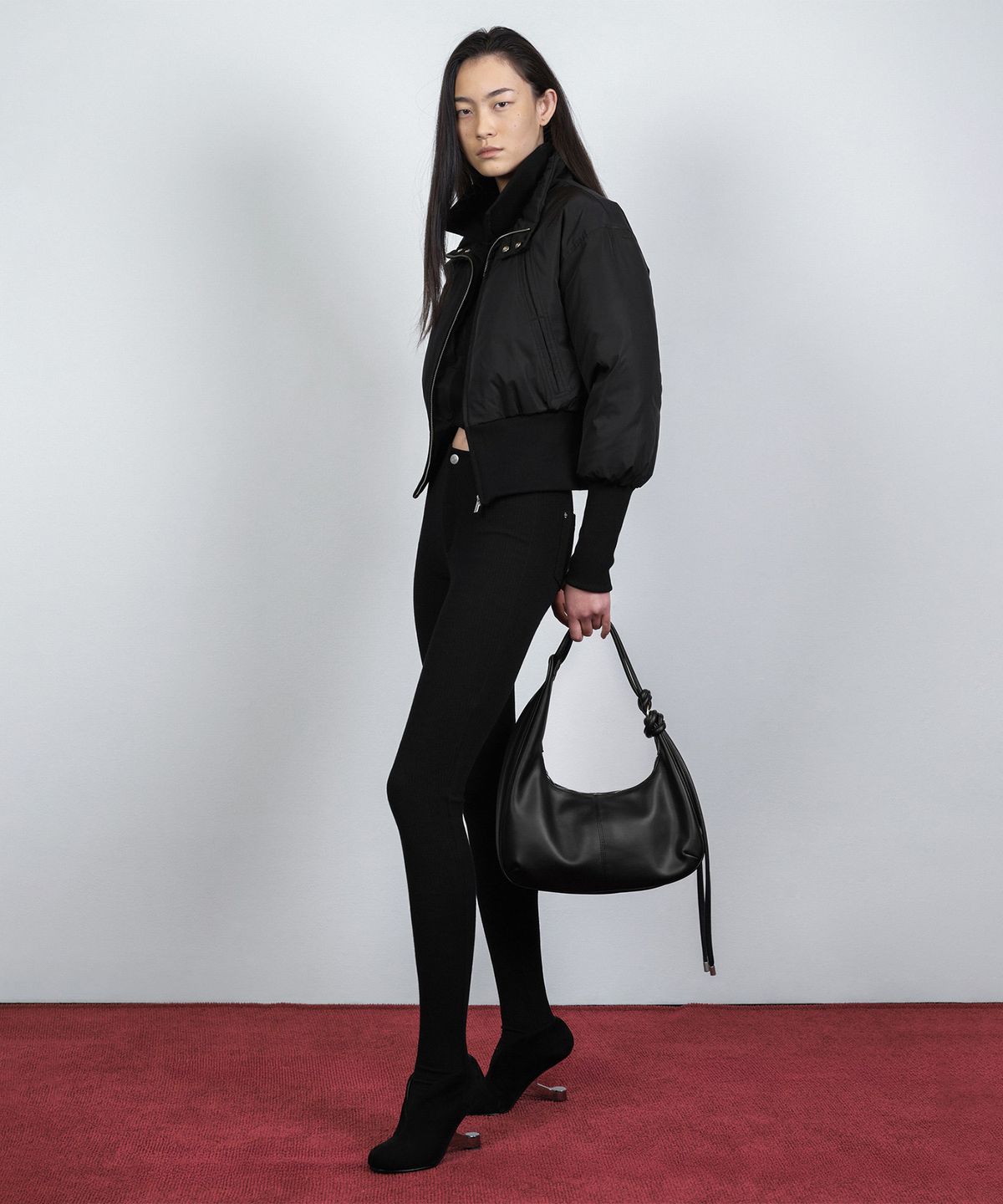 나체(NACHE) LEATHER TIE HOBO BAG BLACK