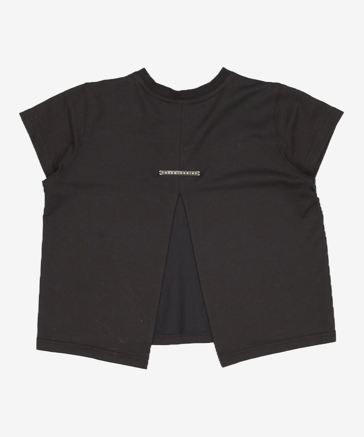 트리밍버드(TREEMINGBIRD) Metal Cut Point Crop T-shirts [ Black ] OS