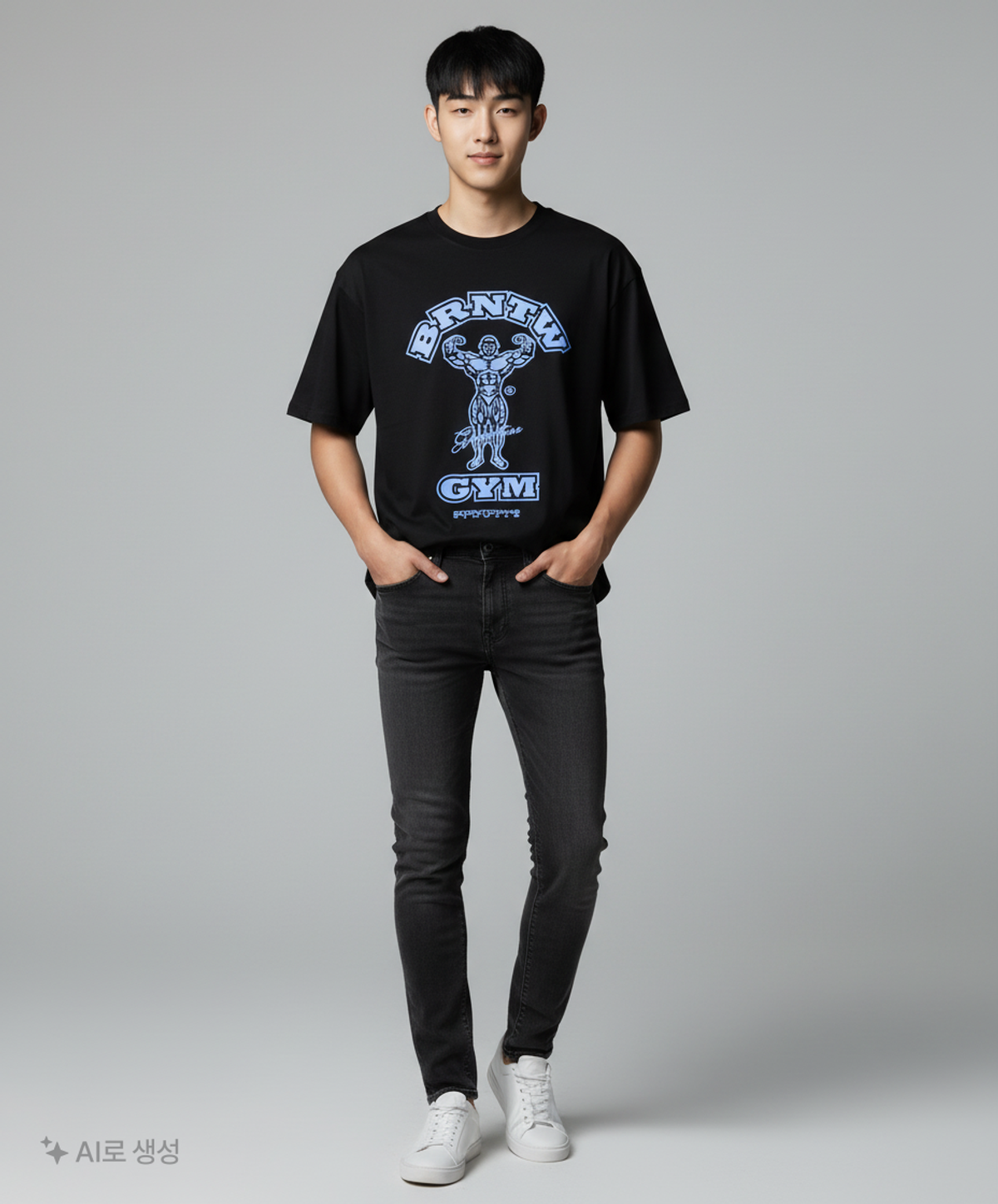 본투윈(BORN TO WIN) RAISEBORN OVER FIT T-SHIRTS [BLACK BLUE] 2