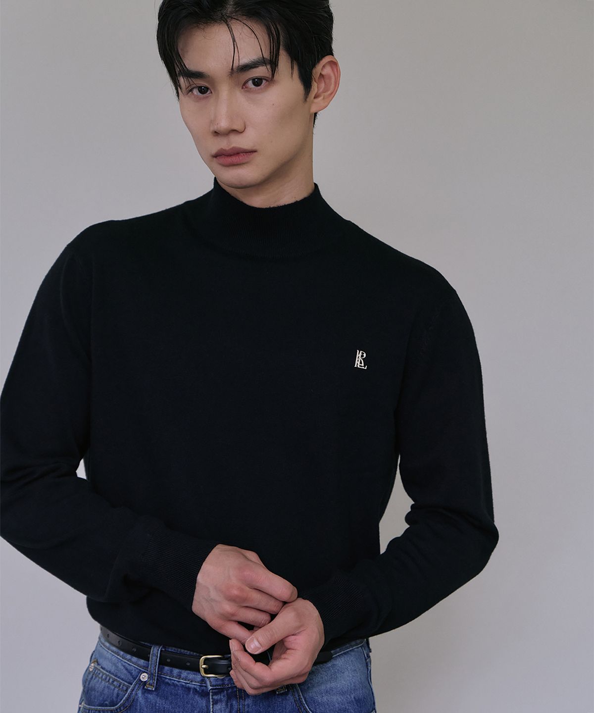 로랑서울(LAURANTSEOUL) Signature half pola knit(Black)