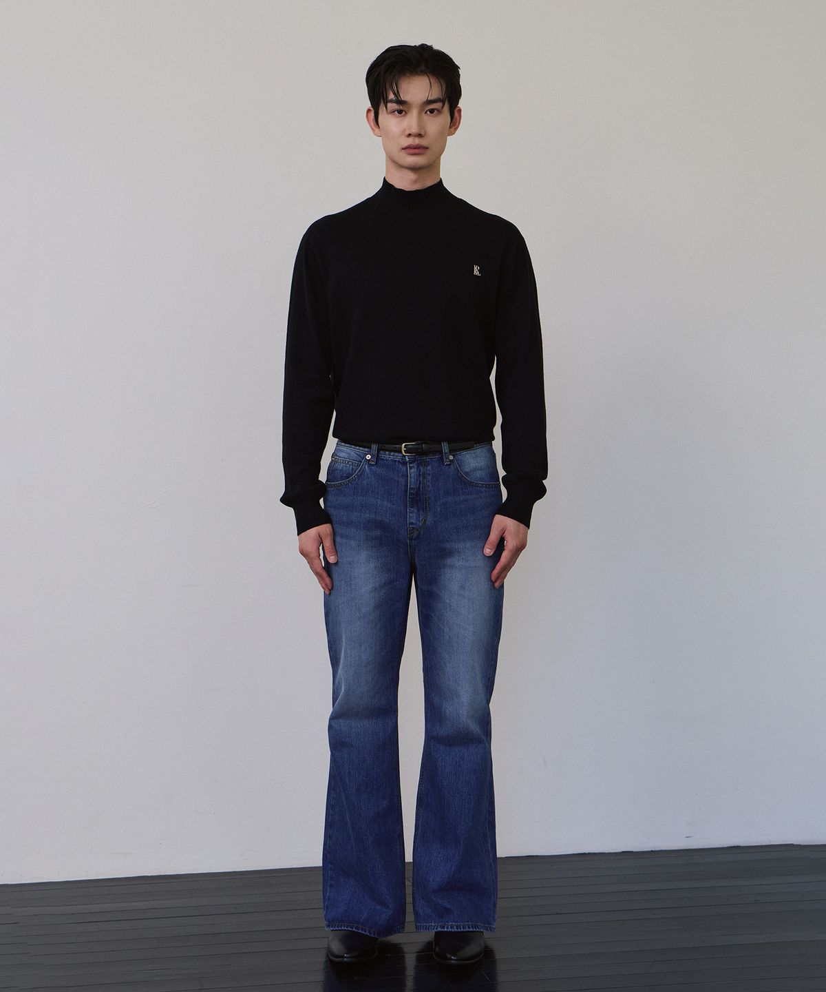 로랑서울(LAURANTSEOUL) Signature half pola knit(Black)