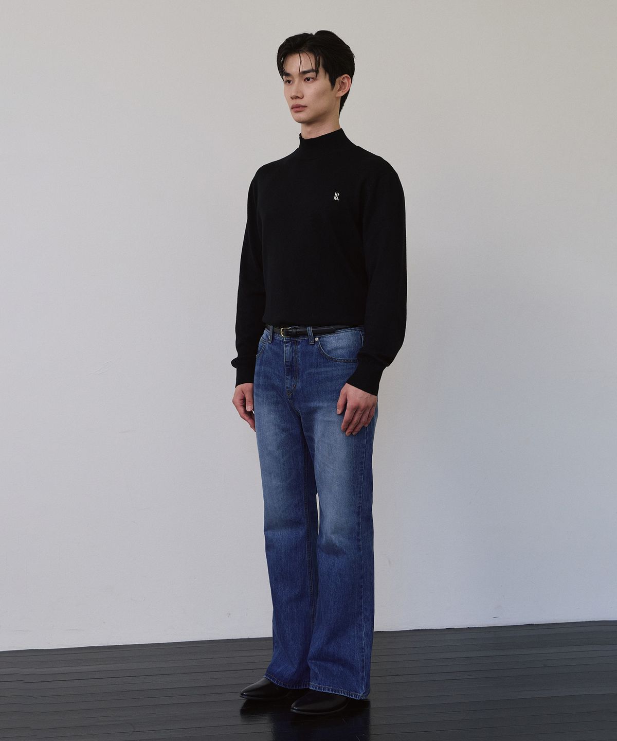 로랑서울(LAURANTSEOUL) Signature half pola knit(Black)