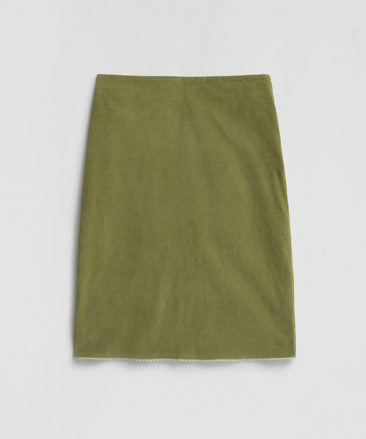 엘무드 우먼(LMOOD WOMEN) KATIE Velveteen Cotton Midi Skirt Olive