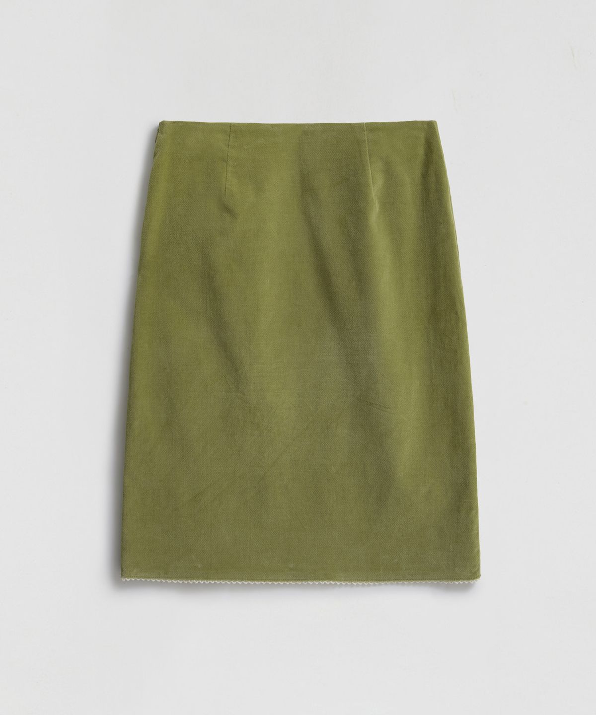 엘무드 우먼(LMOOD WOMEN) KATIE Velveteen Cotton Midi Skirt Olive