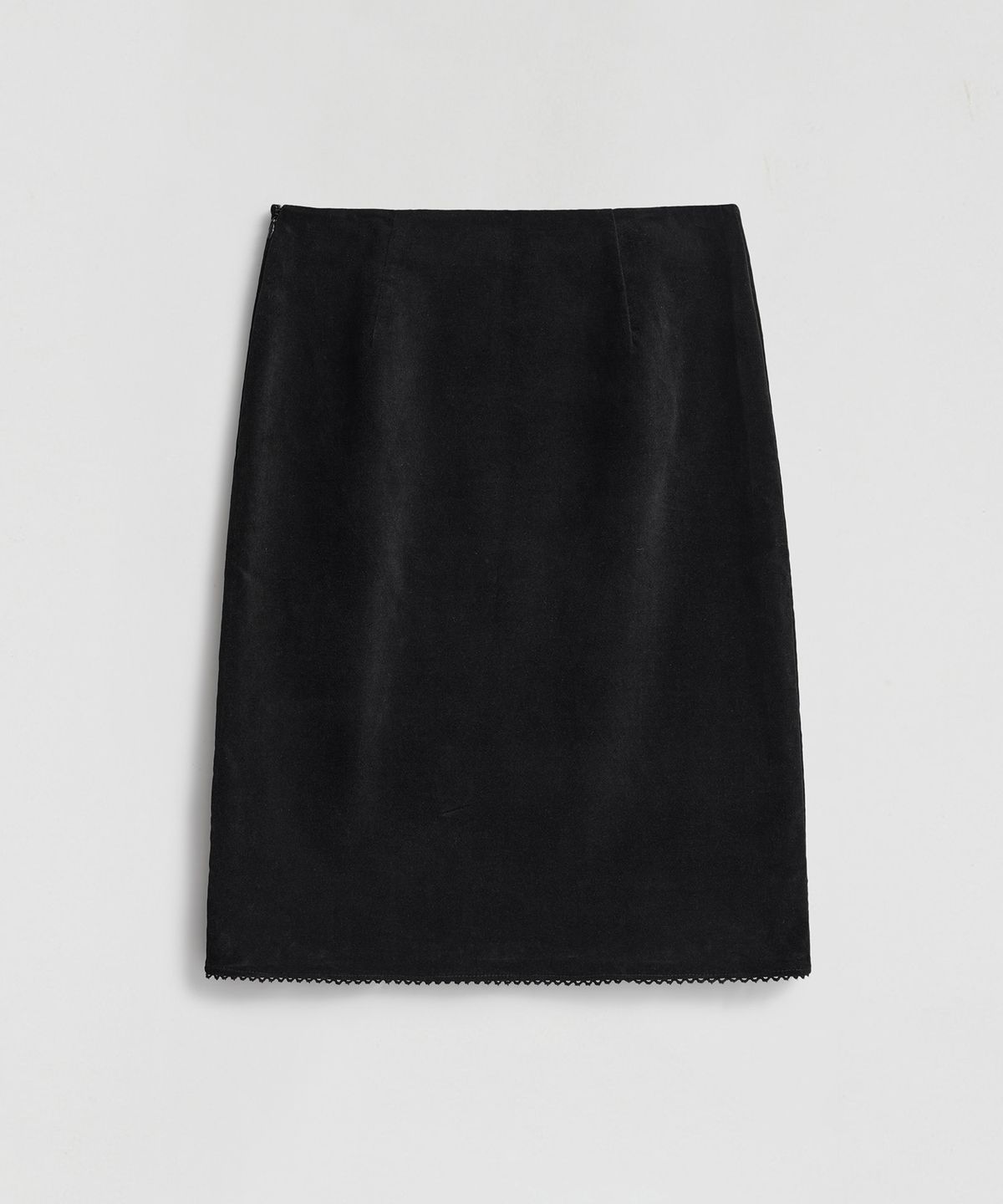 엘무드 우먼(LMOOD WOMEN) KATIE Velveteen Cotton Midi Skirt Black