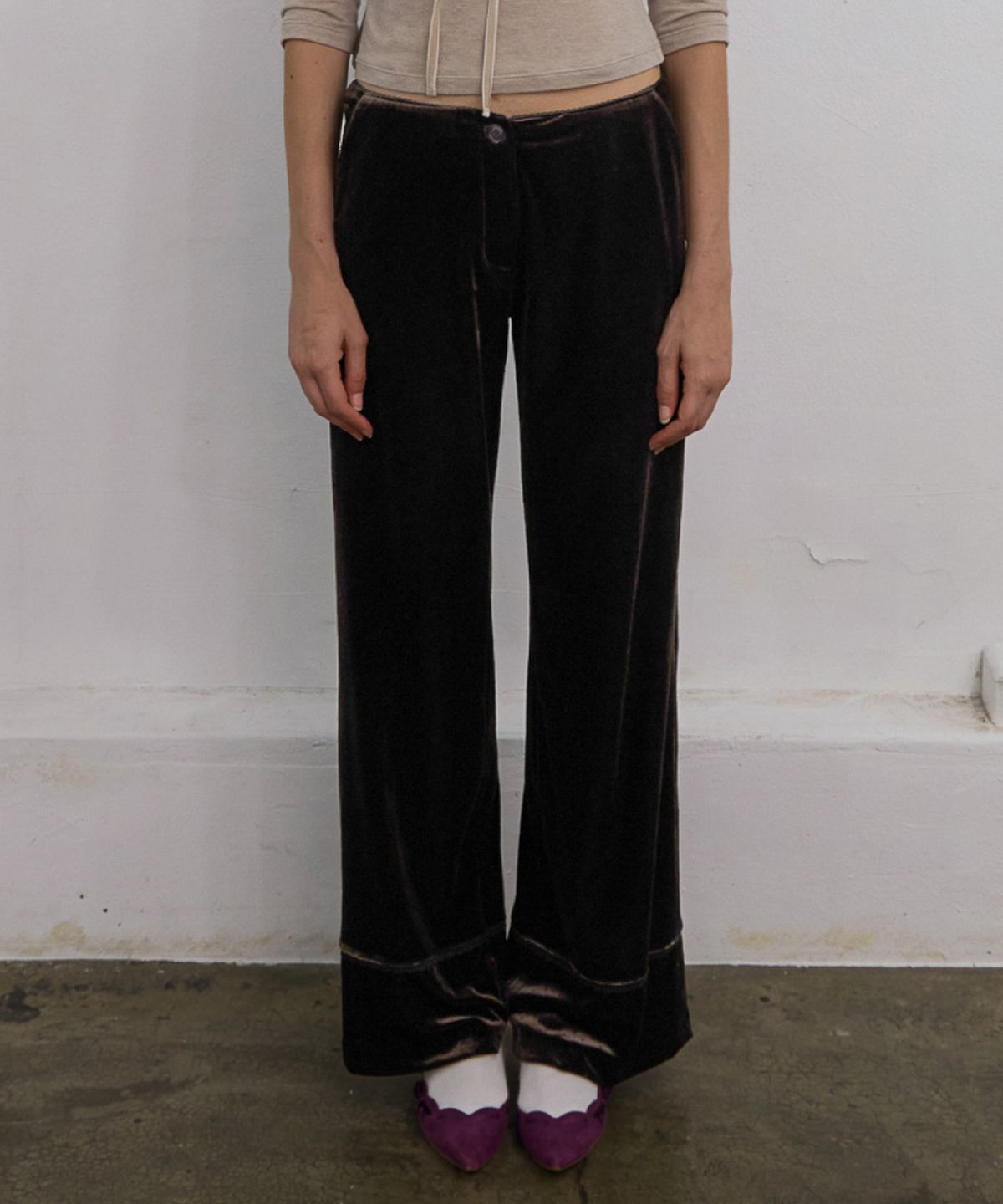 엘무드 우먼(LMOOD WOMEN) GLAM Dot Velvet Pants Brown