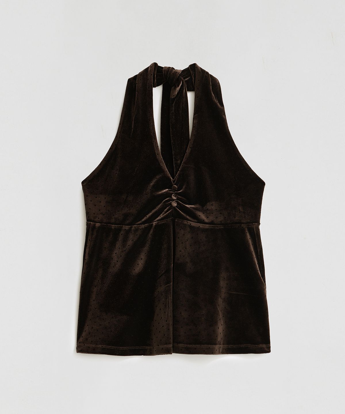 엘무드 우먼(LMOOD WOMEN) BUNNY Dot Velvet Halter Top Brown