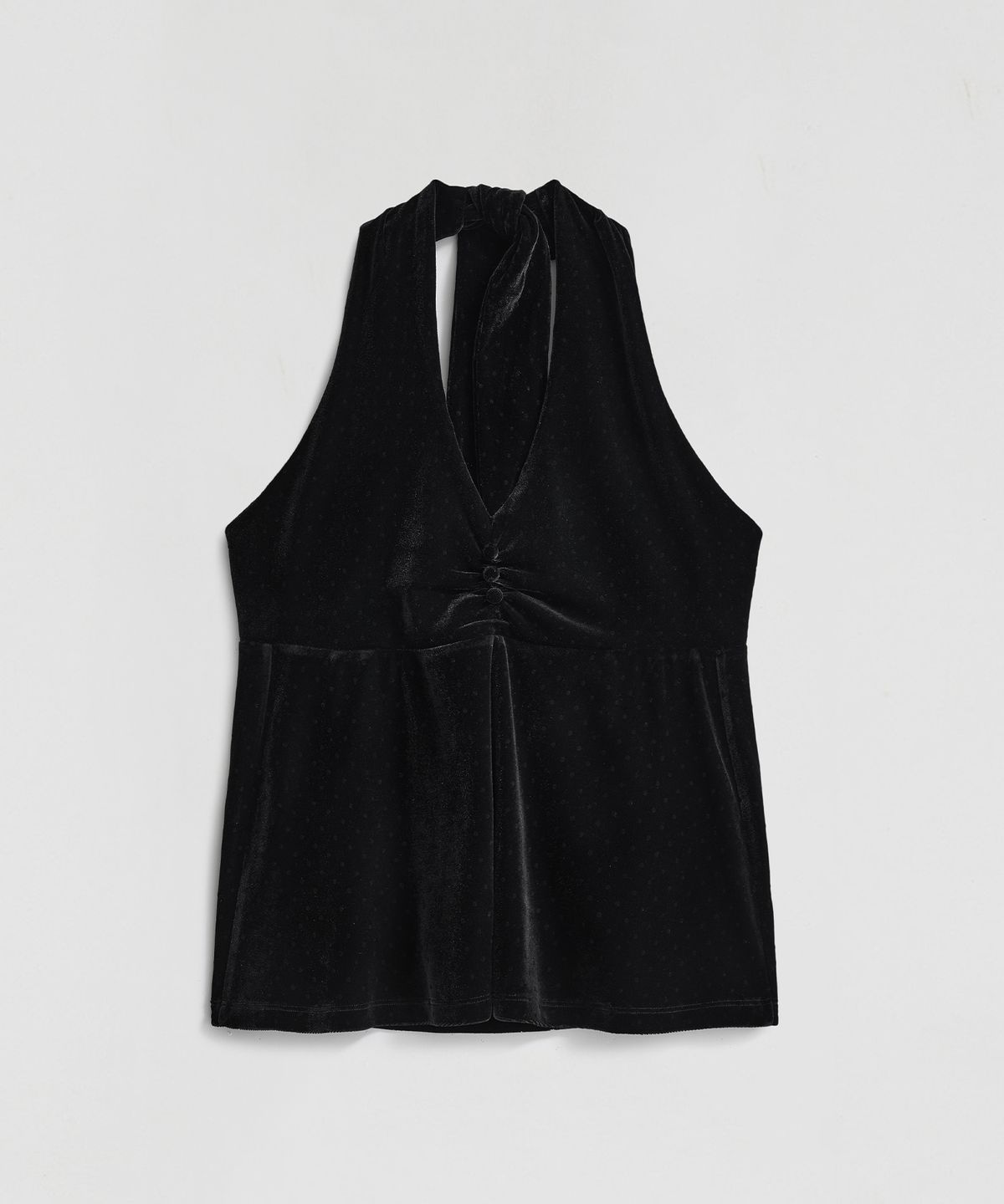 엘무드 우먼(LMOOD WOMEN) BUNNY Dot Velvet Halter Top Black