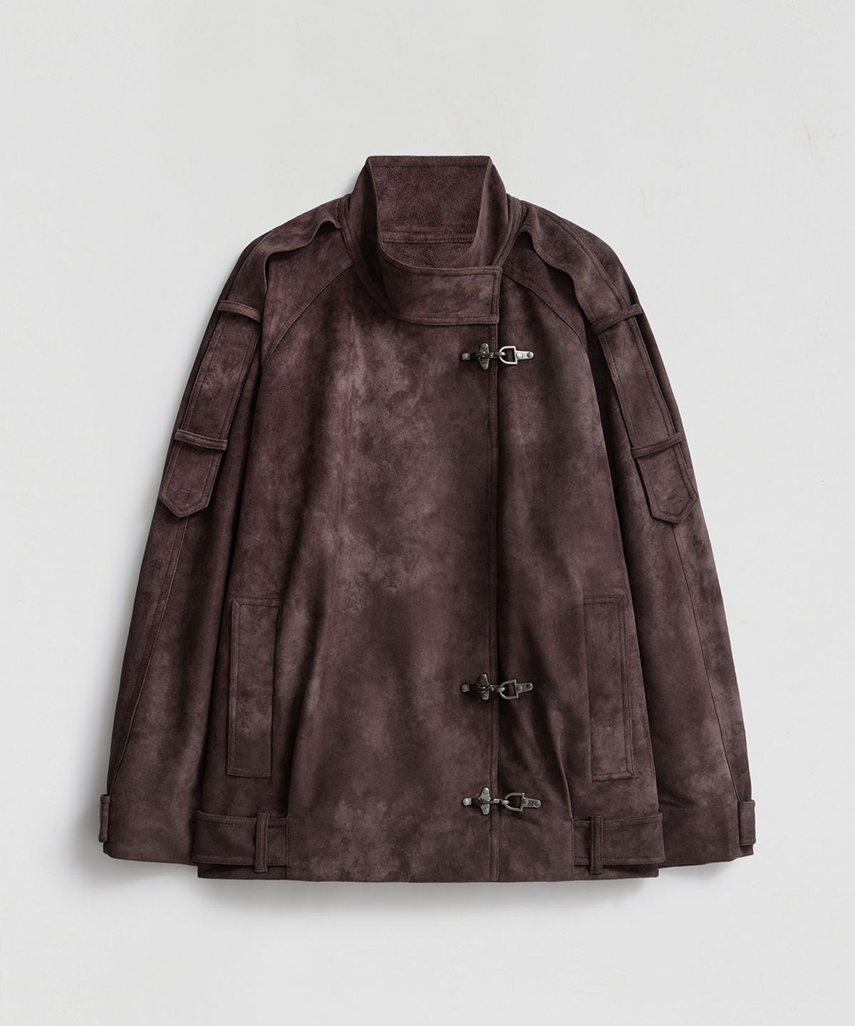 엘무드 우먼(LMOOD WOMEN) NOIR High-Neck Suede Jacket Mahogany