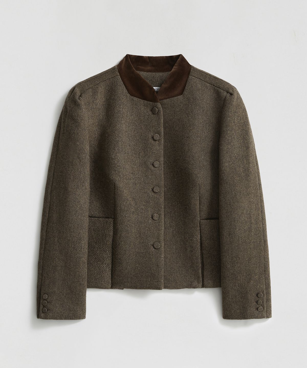 엘무드 우먼(LMOOD WOMEN) ALIX Wool Tweed Short Jacket Brown