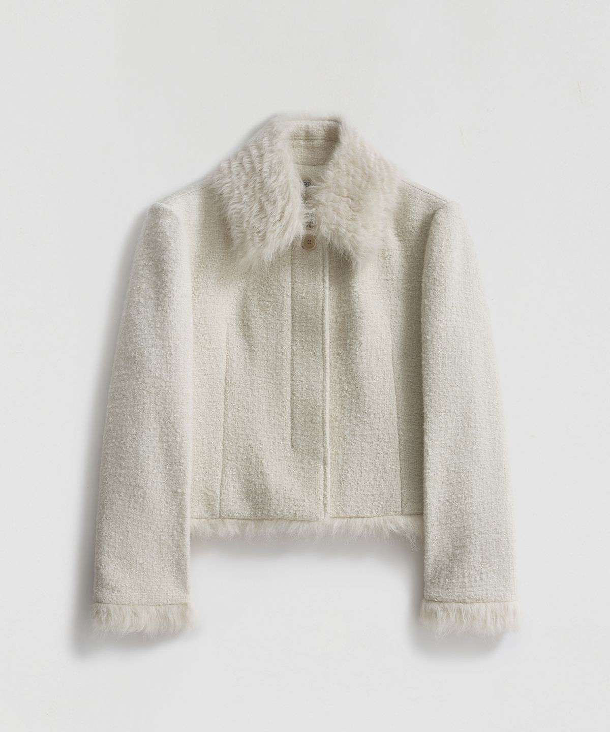 엘무드 우먼(LMOOD WOMEN) VALENTINA Wool-Fur Combo Jacket Vanilla Cream