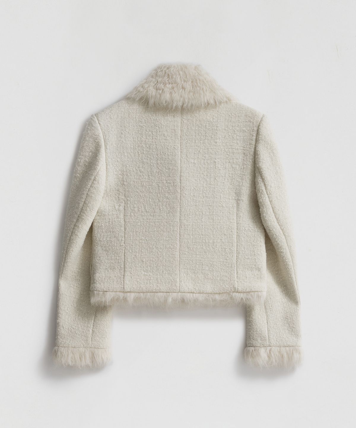 엘무드 우먼(LMOOD WOMEN) VALENTINA Wool-Fur Combo Jacket Vanilla Cream