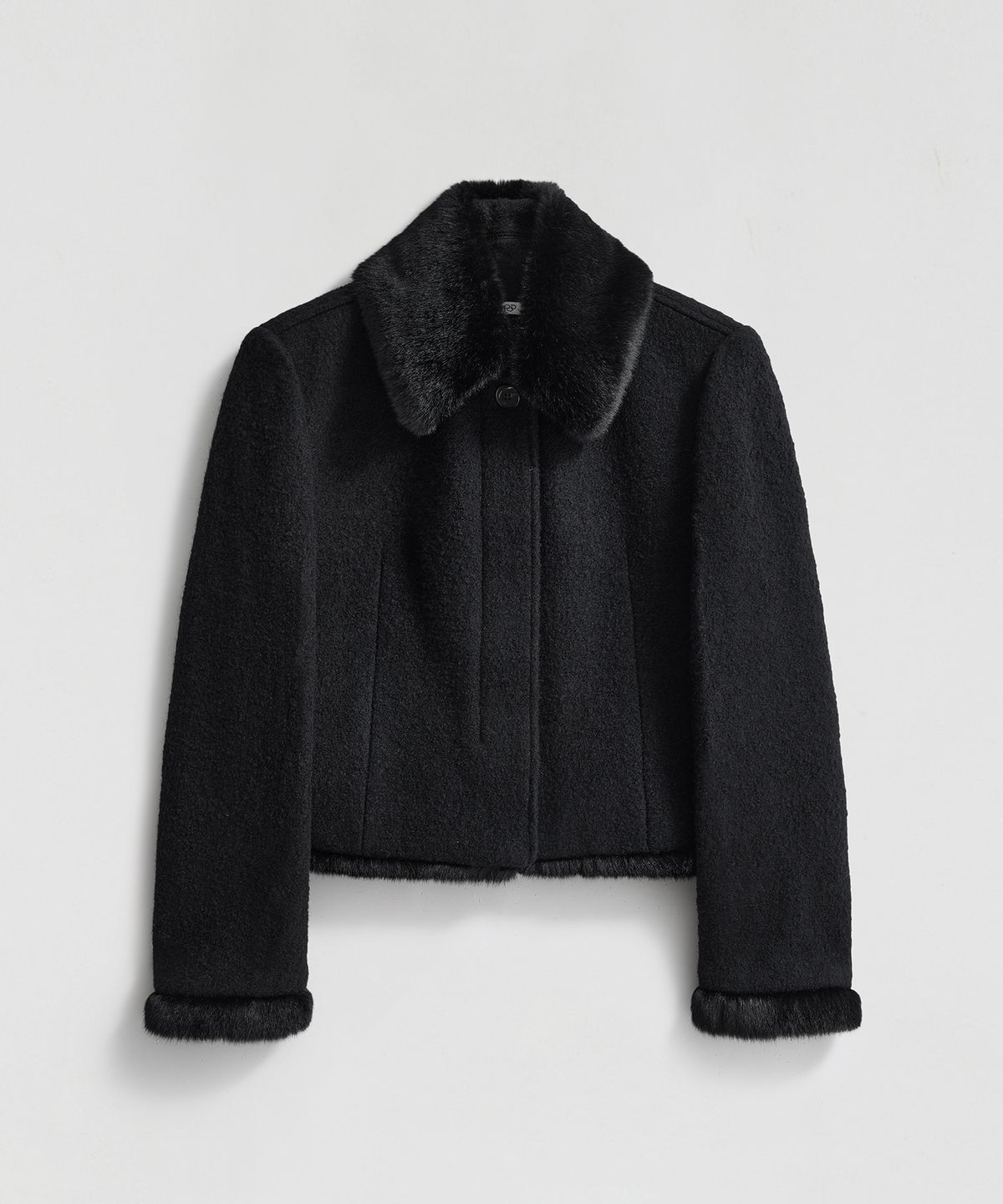엘무드 우먼(LMOOD WOMEN) VALENTINA Wool-Fur Combo Jacket Black