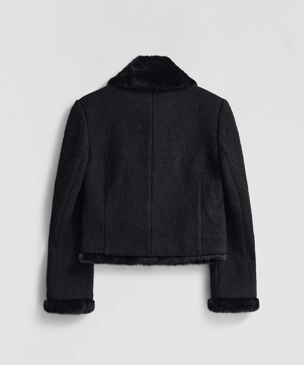 엘무드 우먼(LMOOD WOMEN) VALENTINA Wool-Fur Combo Jacket Black