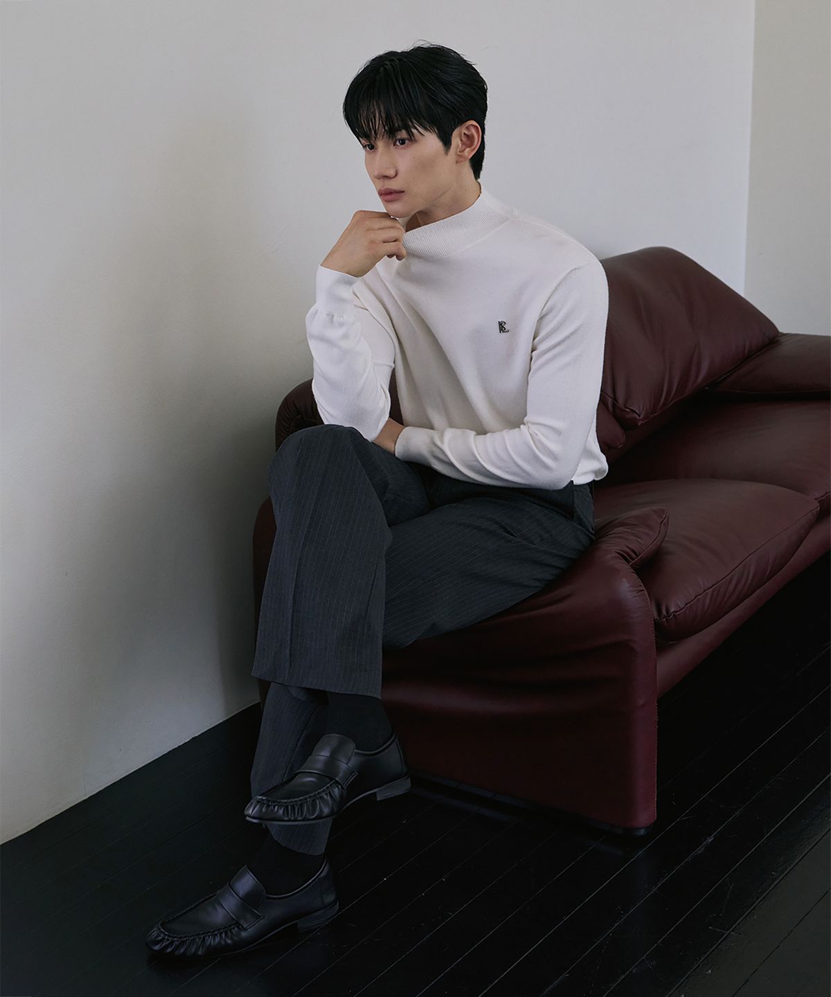 로랑서울(LAURANTSEOUL) Signature half pola knit(Ivory)
