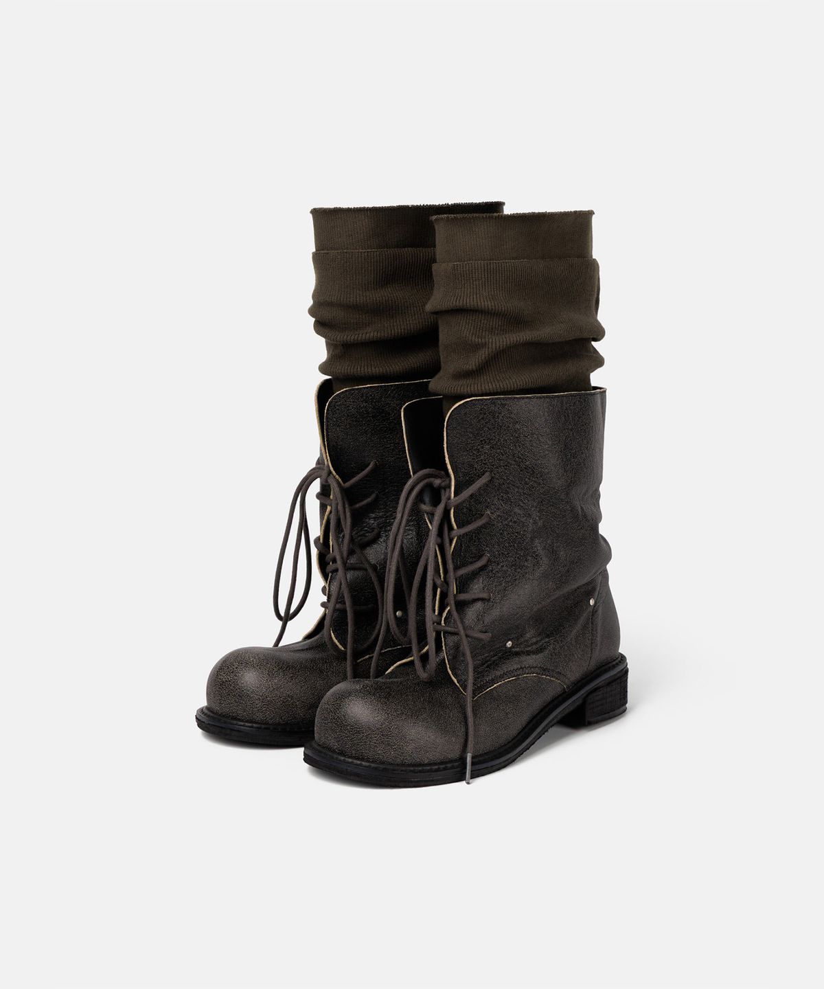 나체(NACHE) RIBBED COMBAT BOOTS CHARCOAL