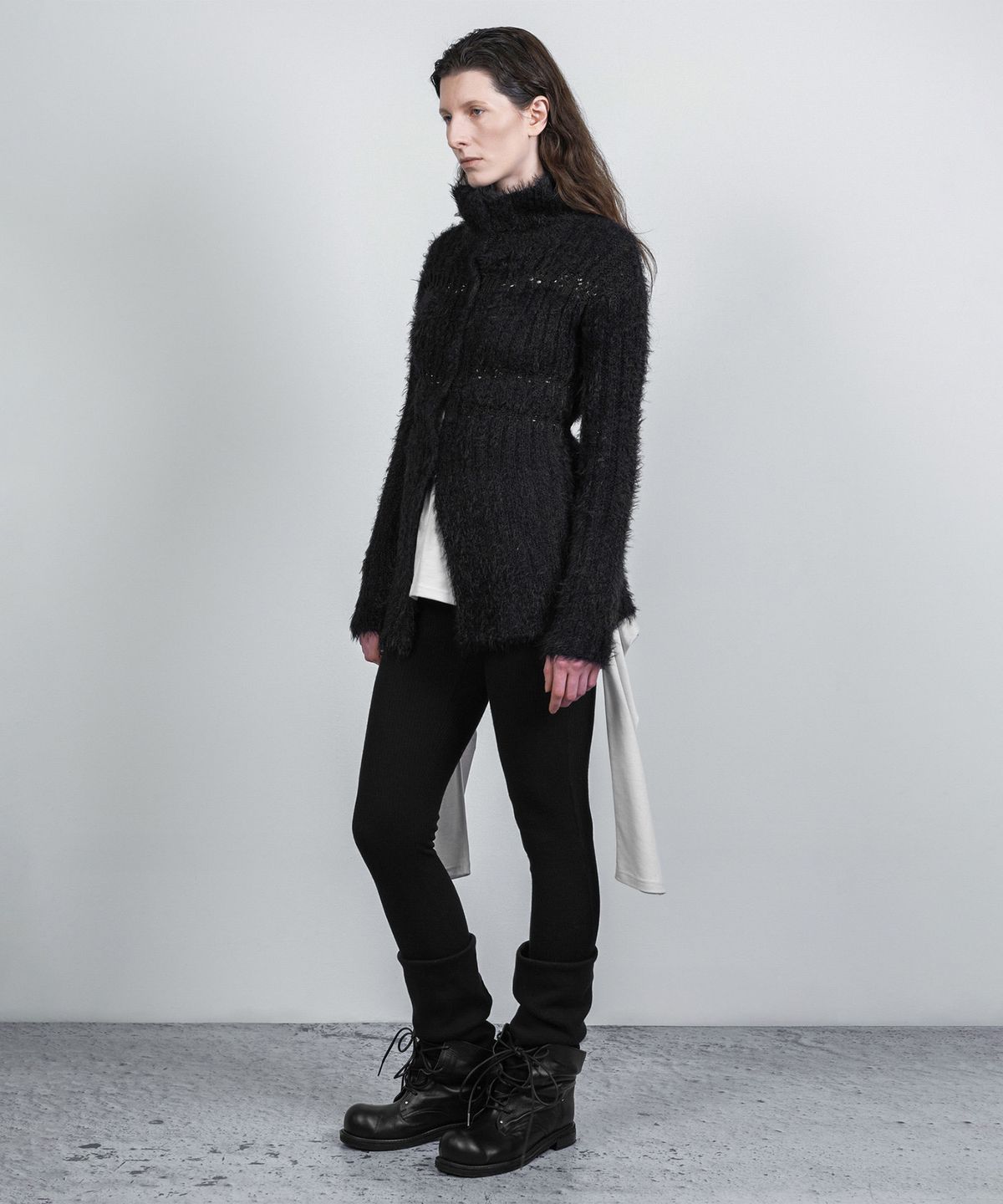 나체(NACHE) RIBBED COMBAT BOOTS BLACK