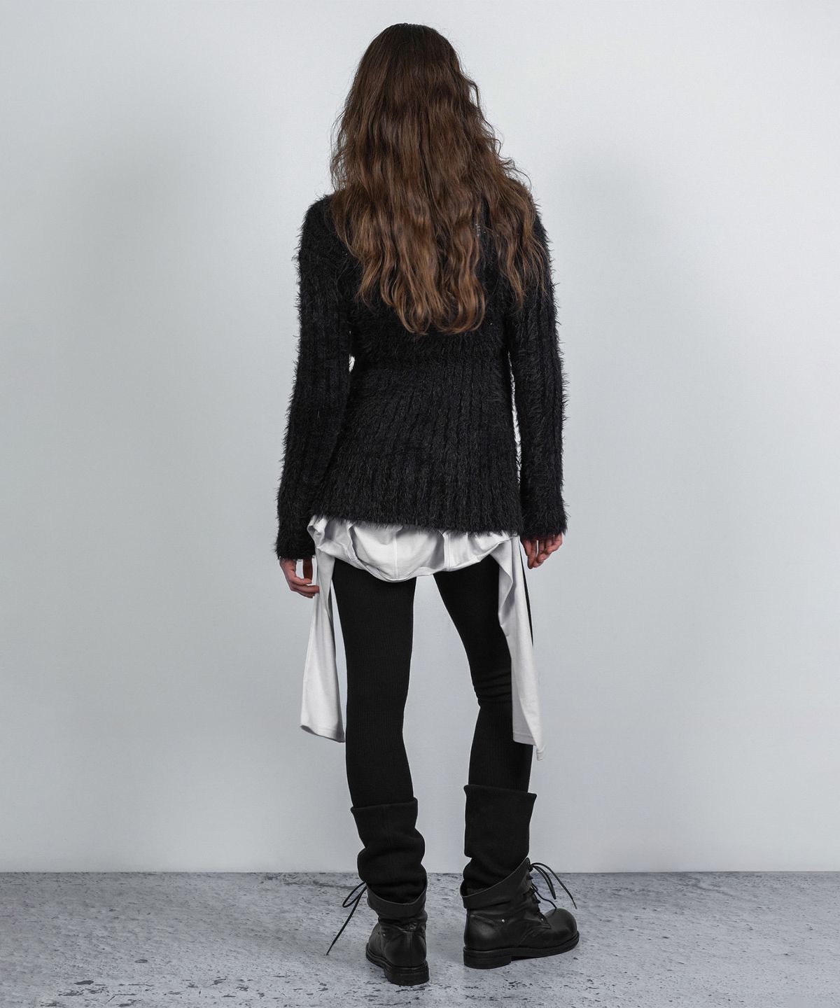 나체(NACHE) RIBBED COMBAT BOOTS BLACK