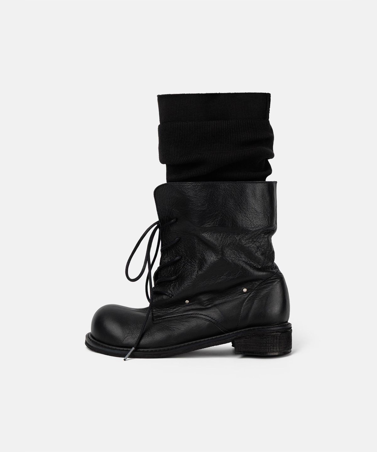 나체(NACHE) RIBBED COMBAT BOOTS BLACK