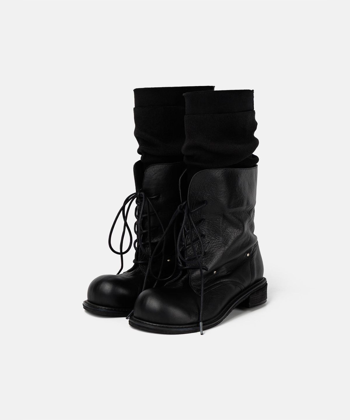 나체(NACHE) RIBBED COMBAT BOOTS BLACK