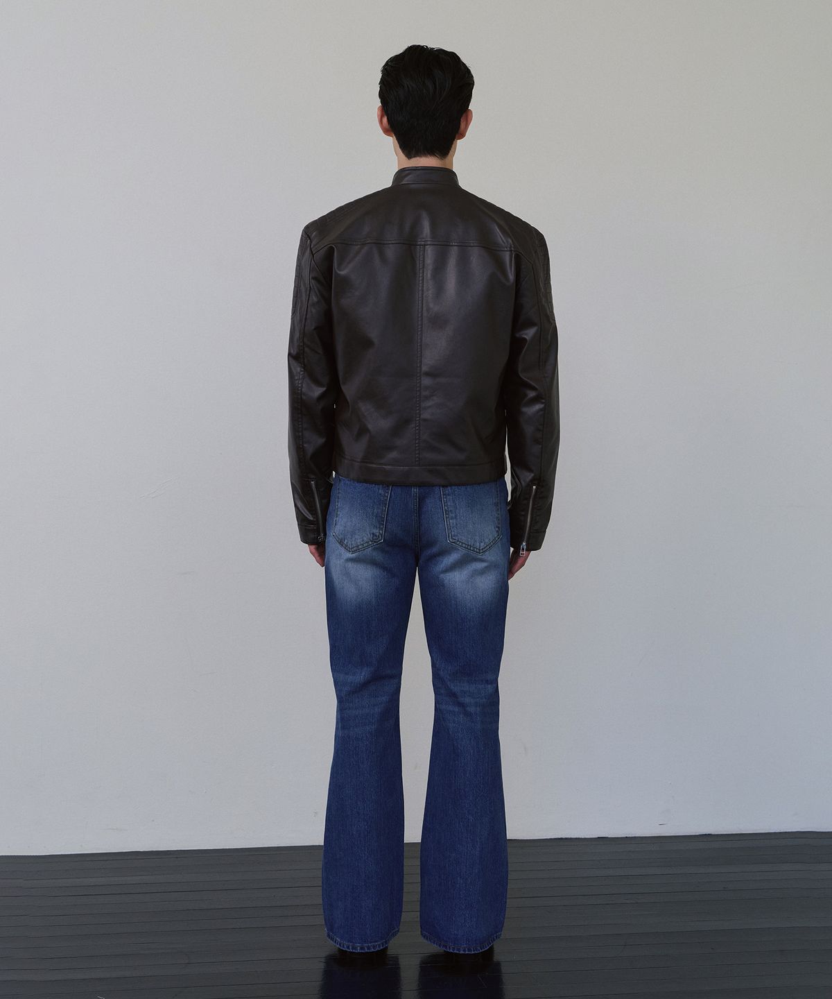 로랑서울(LAURANTSEOUL) Biker patch crop leather jacket(Brown)