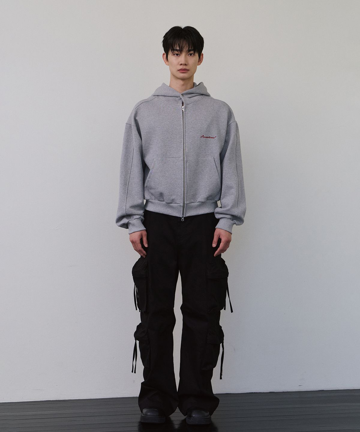 로랑서울(LAURANTSEOUL) Structured paneled Crop hood zip up (Gray)