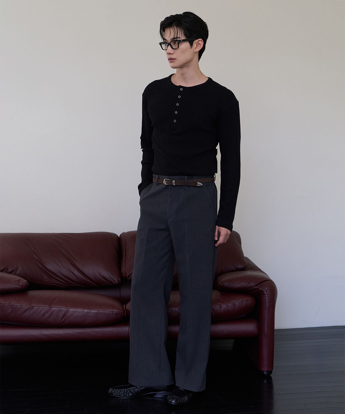 로랑서울(LAURANTSEOUL) Tailored flare slacks(Graystripe)