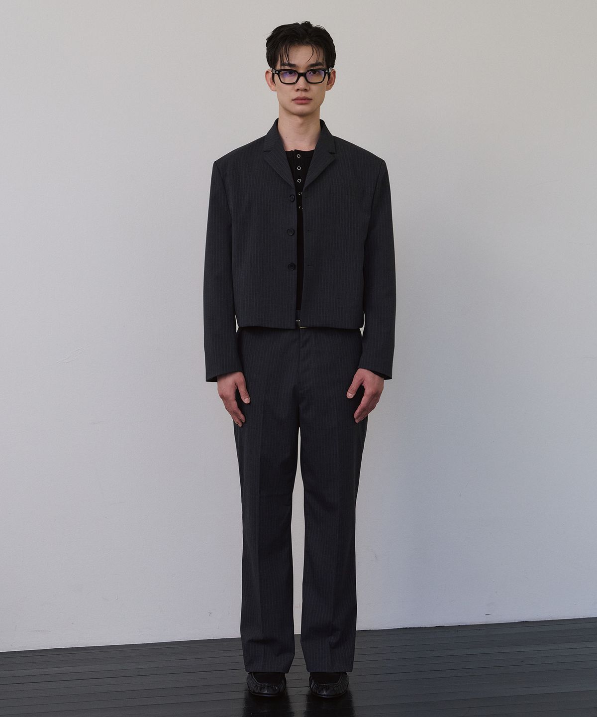 로랑서울(LAURANTSEOUL) Tailored flare slacks(Graystripe)