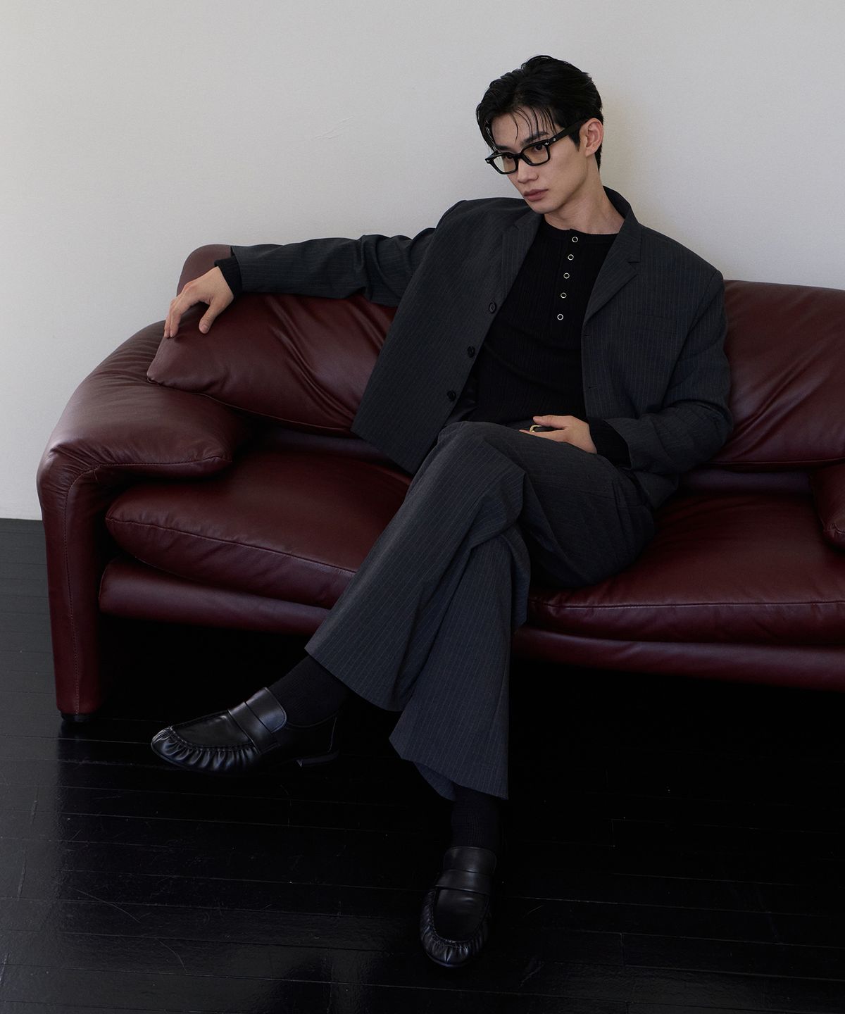로랑서울(LAURANTSEOUL) Tailored crop blazer jacket(Graystripe)