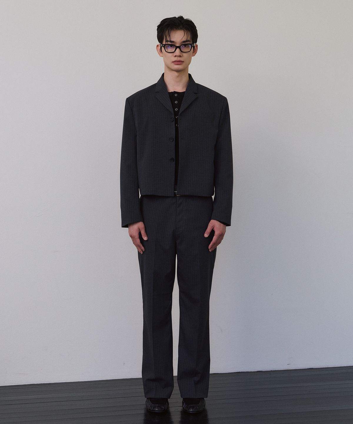 로랑서울(LAURANTSEOUL) Tailored crop blazer jacket(Graystripe)