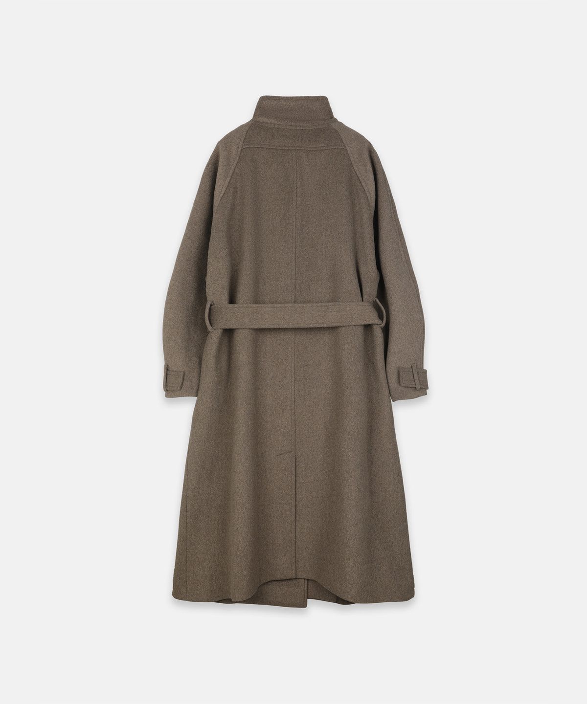 나체(NACHE) ASYMMETRIC ZIP WOOL LONG COAT BROWN
